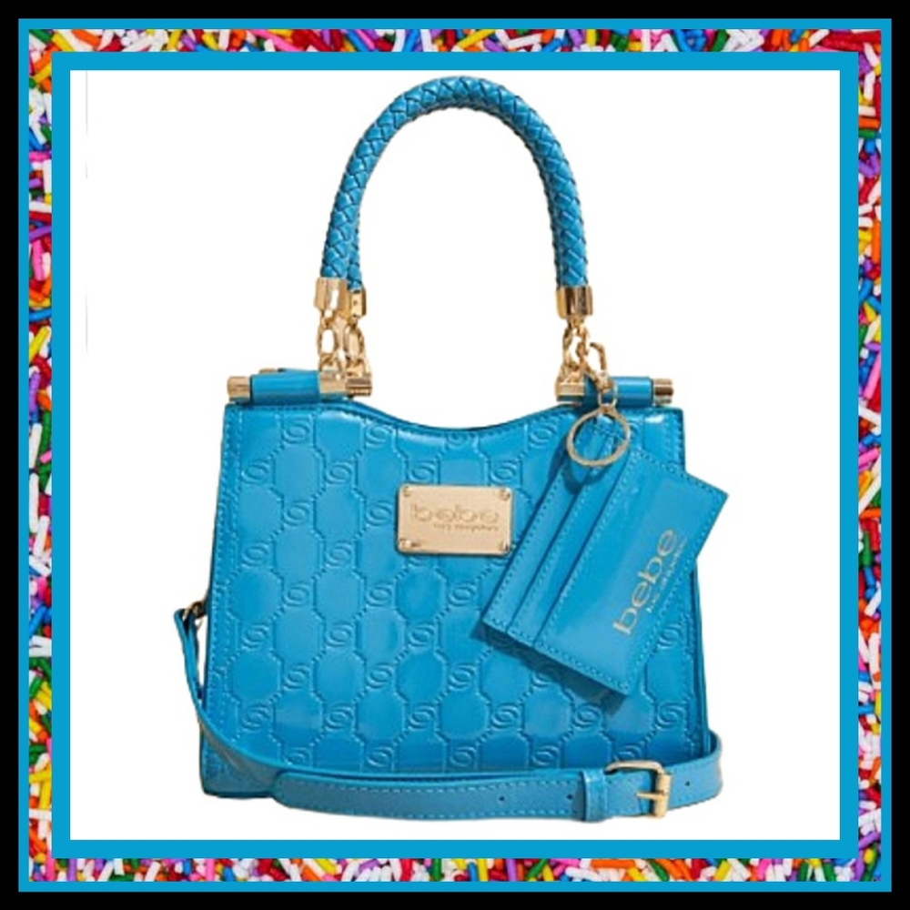 BEBE ☆ DANA ☆ BLUE JAY ☆ EMBOSSED ☆ PATENT LEATHER ☆ HANDBAG ☆ NWT